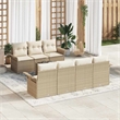vidaXL Poly Rattan Sofa Set with Cushions in Beige