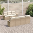 vidaXL Poly Rattan Sofa Set with Cushions in Beige