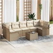 vidaXL Poly Rattan Sofa Set with Cushions in Beige
