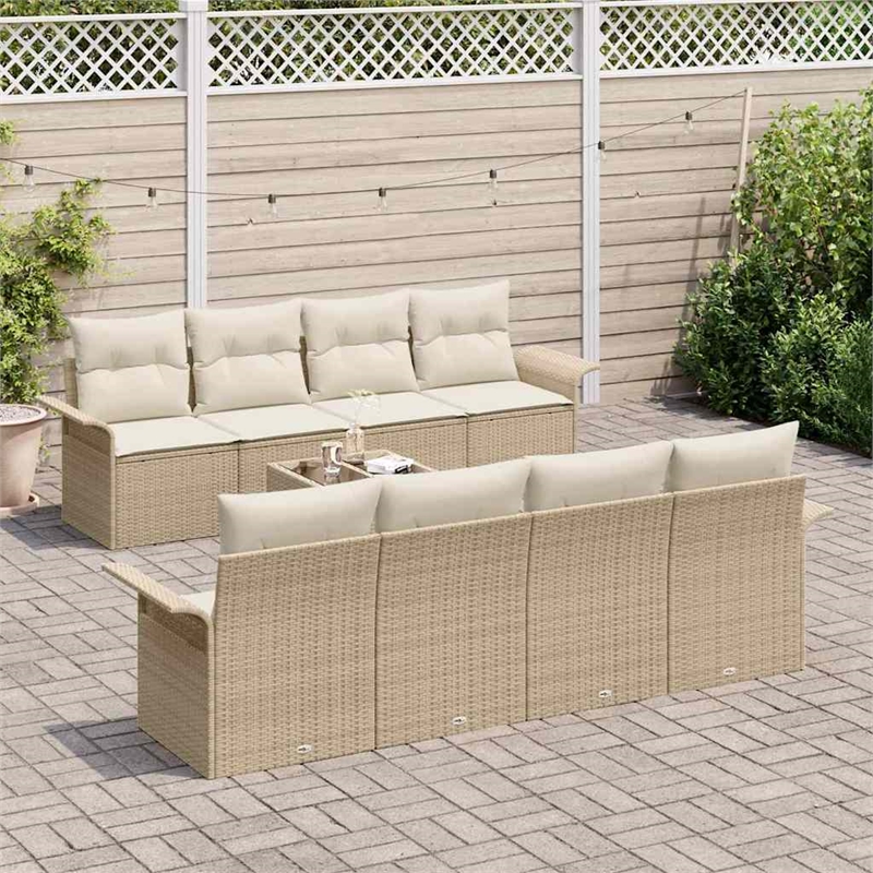 vidaXL Poly Rattan Sofa Set in Beige