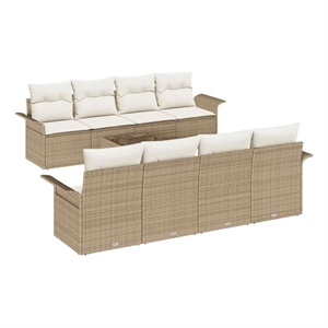 vidaXL Poly Rattan Sofa Set in Beige