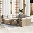 vidaXL Poly Rattan Sofa Set in Beige