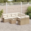 vidaXL Poly Rattan Sofa Set in Beige