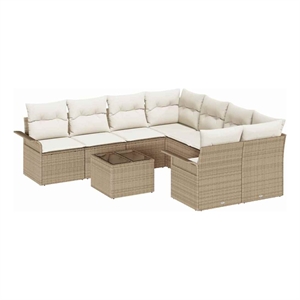 vidaXL Poly Rattan Sofa Set in Beige