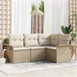 vidaXL Poly Rattan Sofa Set with Cushions in Beige