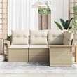 vidaXL Poly Rattan Sofa Set with Cushions in Beige
