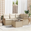 vidaXL Poly Rattan Sofa Set with Cushions in Beige