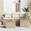 vidaXL Poly Rattan Sofa Set with Cushions in Beige