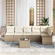 vidaXL Poly Rattan Sofa Set with Cushions in Beige