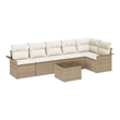 vidaXL Poly Rattan Sofa Set with Cushions in Beige