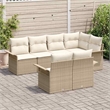 vidaXL Poly Rattan Sofa Set with Cushions in Beige