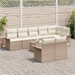 vidaXL Poly Rattan Sofa Set with Cushions in Beige