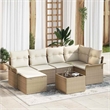 vidaXL Poly Rattan Sofa Set with Cushions in Beige