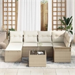 vidaXL Poly Rattan Sofa Set with Cushions in Beige