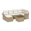 vidaXL Poly Rattan Sofa Set with Cushions in Beige