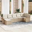 vidaXL Poly Rattan Sofa Set with Cushions in Beige