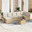 vidaXL Poly Rattan Sofa Set with Cushions in Beige
