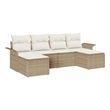 vidaXL Poly Rattan Sofa Set with Cushions in Beige