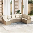 vidaXL Poly Rattan Small Sofa Set with Cushions in Beige