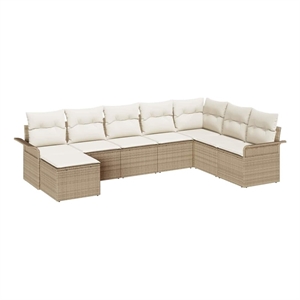 vidaXL Poly Rattan Small Sofa Set with Cushions in Beige