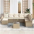 vidaXL Poly Rattan Small Sofa Set with Cushions in Beige