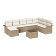 vidaXL Poly Rattan Small Sofa Set with Cushions in Beige