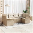 vidaXL Poly Rattan Sofa Set with Cushions in Beige