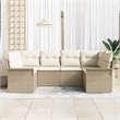 vidaXL Poly Rattan Sofa Set with Cushions in Beige