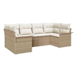 vidaXL Poly Rattan Sofa Set with Cushions in Beige