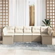 vidaXL Poly Rattan Sofa Set with Cushions in Beige