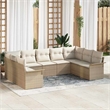 vidaXL Poly Rattan Sofa Set with Cushions in Beige