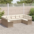 vidaXL Poly Rattan Sofa Set with Cushions in Beige