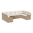 vidaXL Poly Rattan Sofa Set with Cushions in Beige