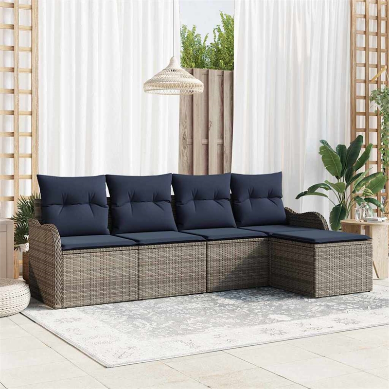 vidaXL Poly Rattan Sofa Set in Gray