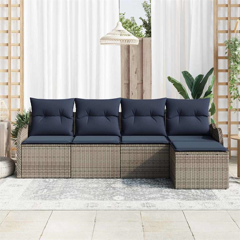 vidaXL Poly Rattan Sofa Set in Gray
