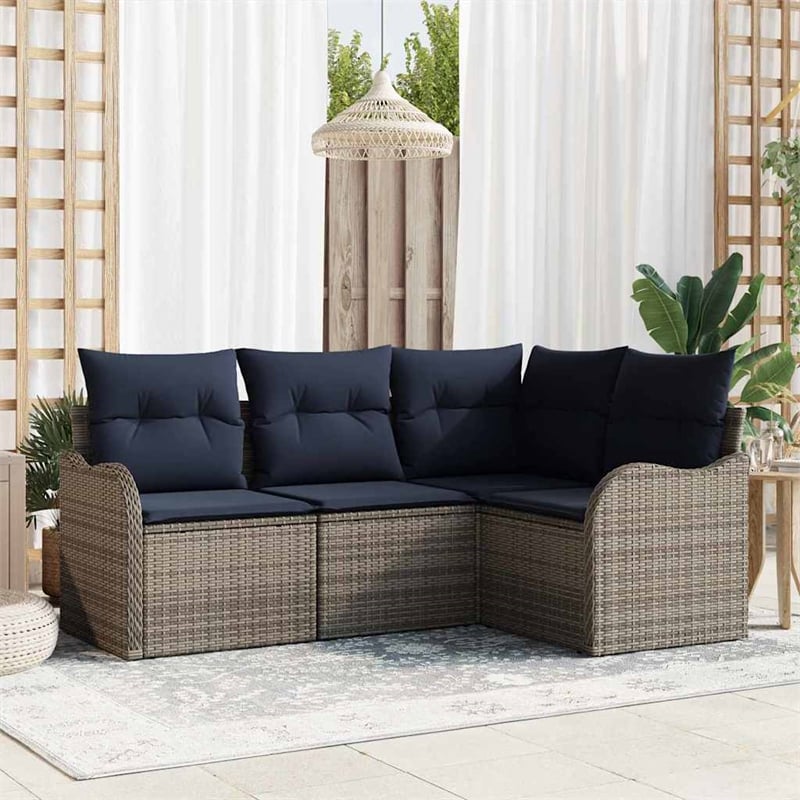 vidaXL Poly Rattan Sofa Set in Gray
