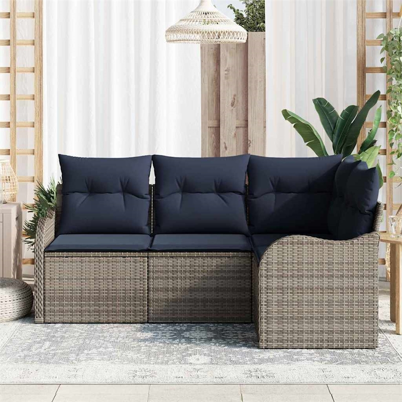 vidaXL Poly Rattan Sofa Set in Gray