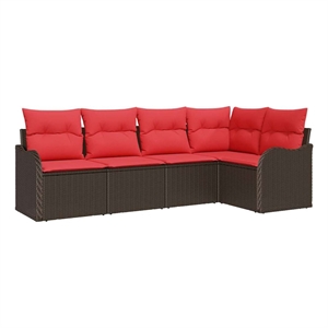 vidaXL Poly Rattan Sofa Set in Brown