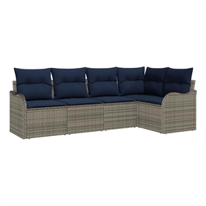 vidaXL Poly Rattan Sofa Set in Gray