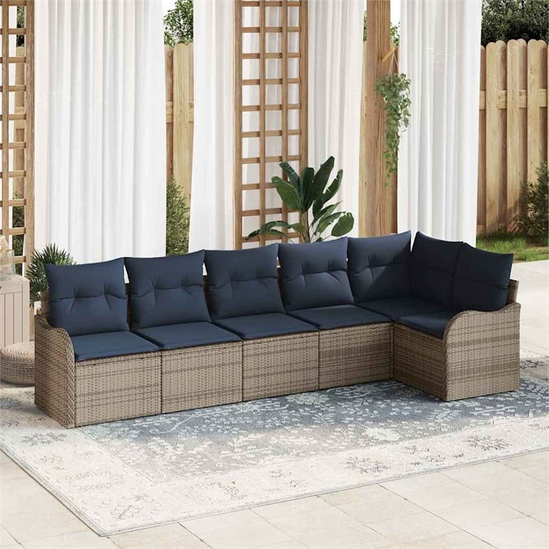 vidaXL Poly Rattan Sofa Set in Gray