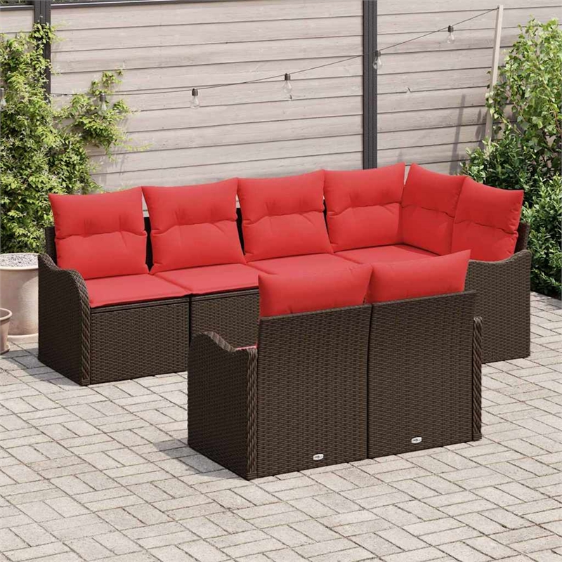 vidaXL Poly Rattan Sofa Set in Brown