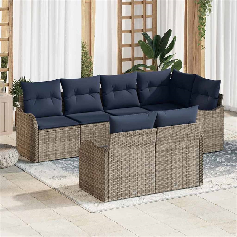 vidaXL Poly Rattan Sofa Set in Gray