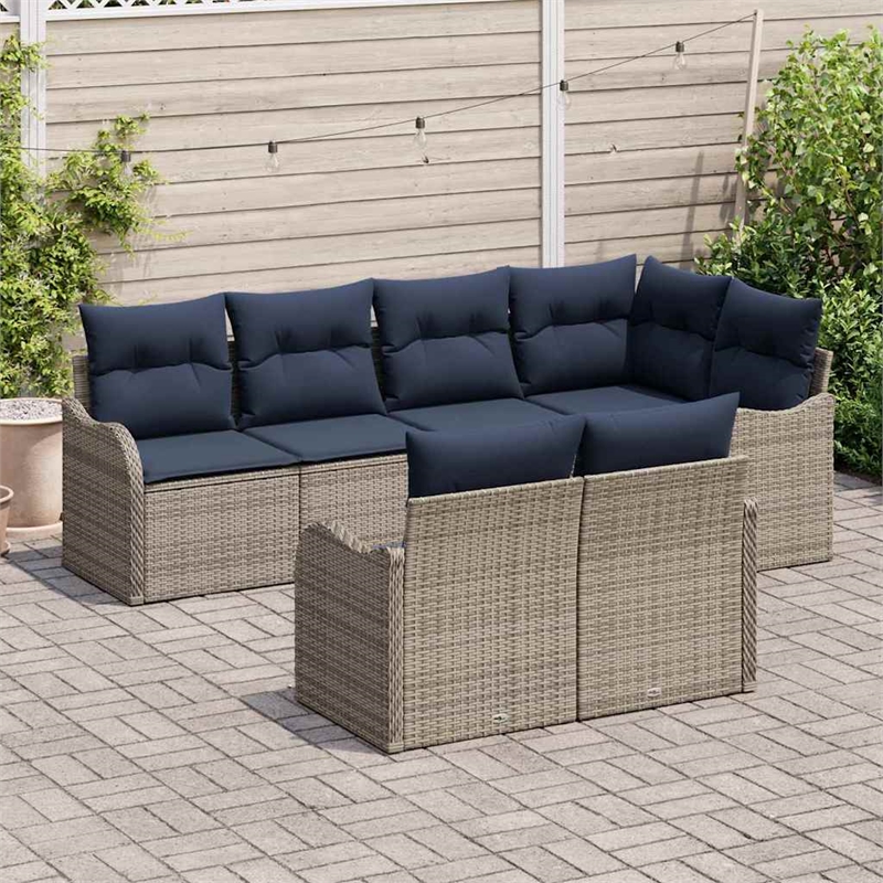 vidaXL Poly Rattan Sofa Set in Gray