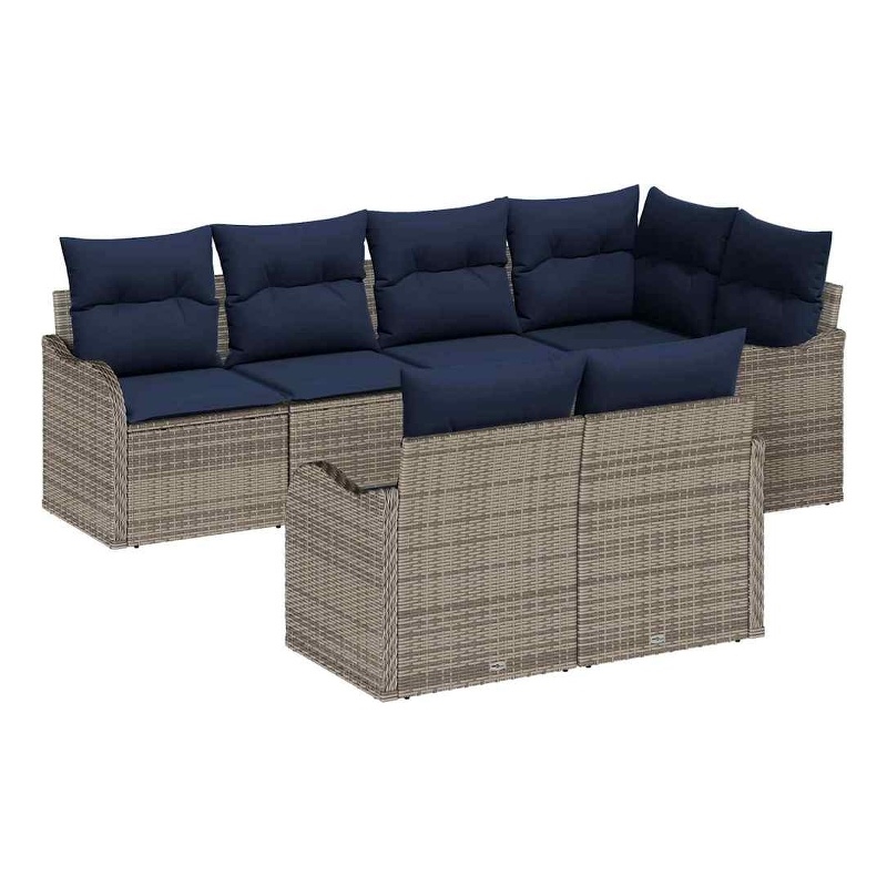 vidaXL Poly Rattan Sofa Set in Gray