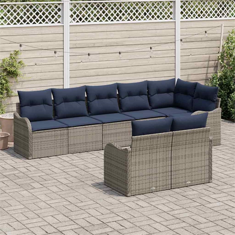 vidaXL Poly Rattan Sofa Set in Gray