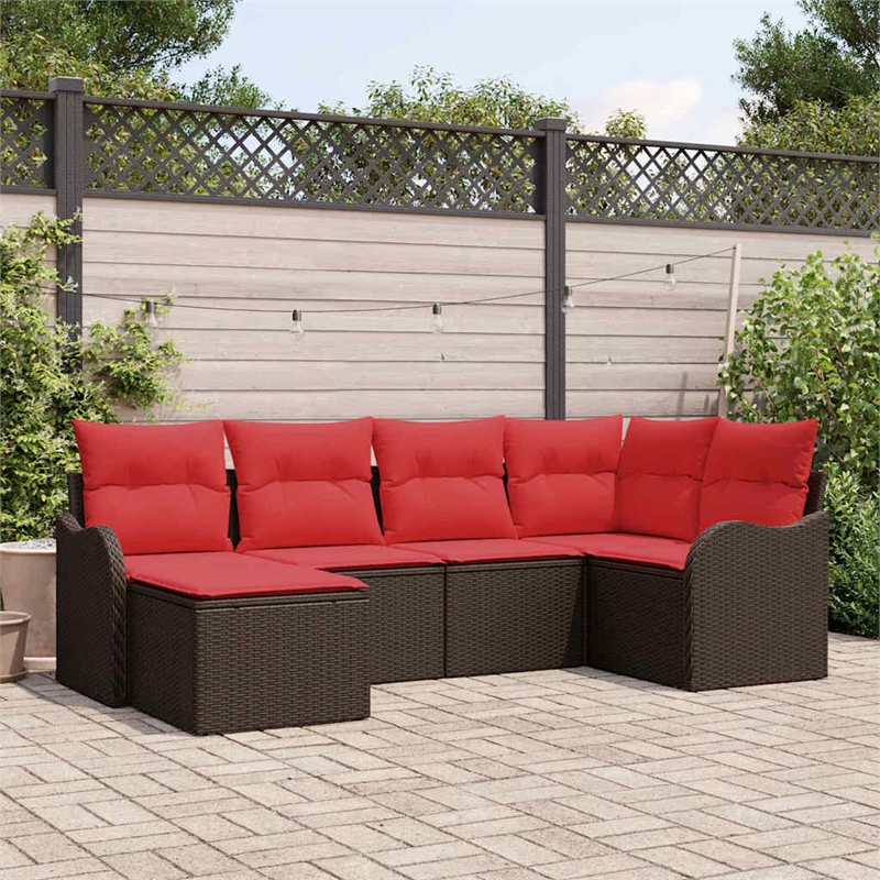vidaXL Poly Rattan Small Sofa Set in Brown