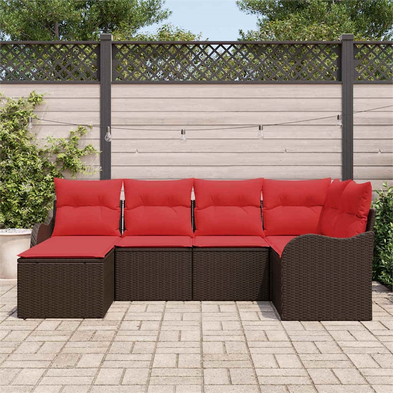 vidaXL Poly Rattan Small Sofa Set in Brown