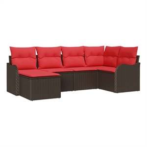 vidaXL Poly Rattan Small Sofa Set in Brown