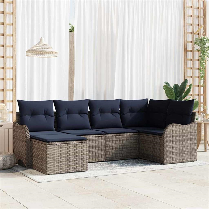 vidaXL Poly Rattan Small Sofa Set in Gray