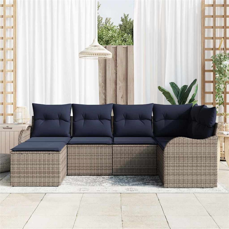 vidaXL Poly Rattan Small Sofa Set in Gray